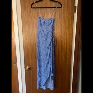 Zara Blue Polka Dot Slit Sun Dress